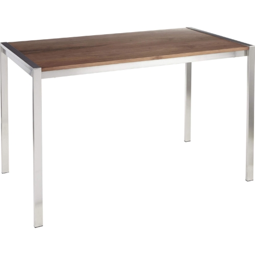 Fuji 47" Dining Table in Stainless Steel & Walnut Wood Top